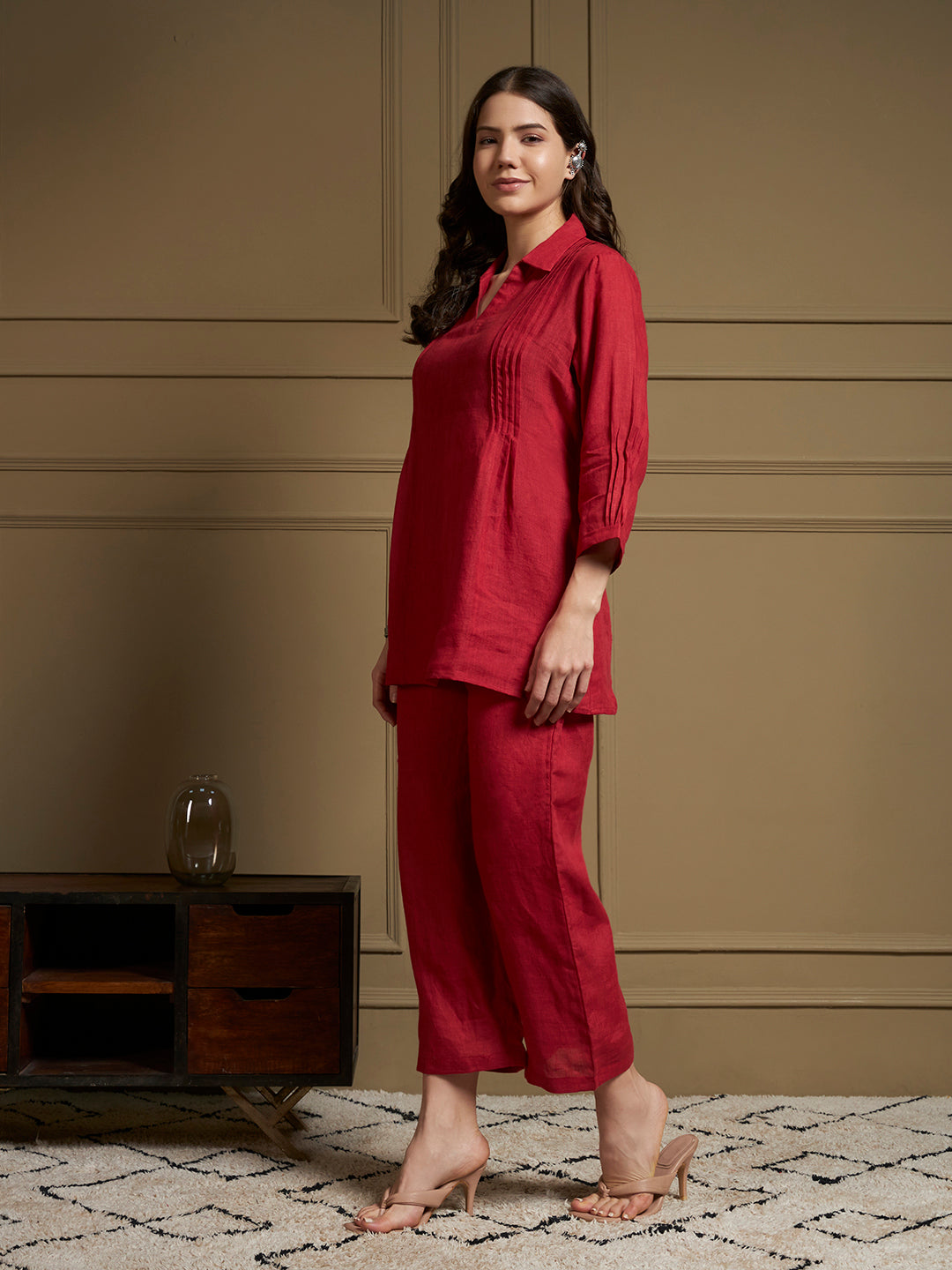 Crimson 100% Pure Linen Co-Ord Set