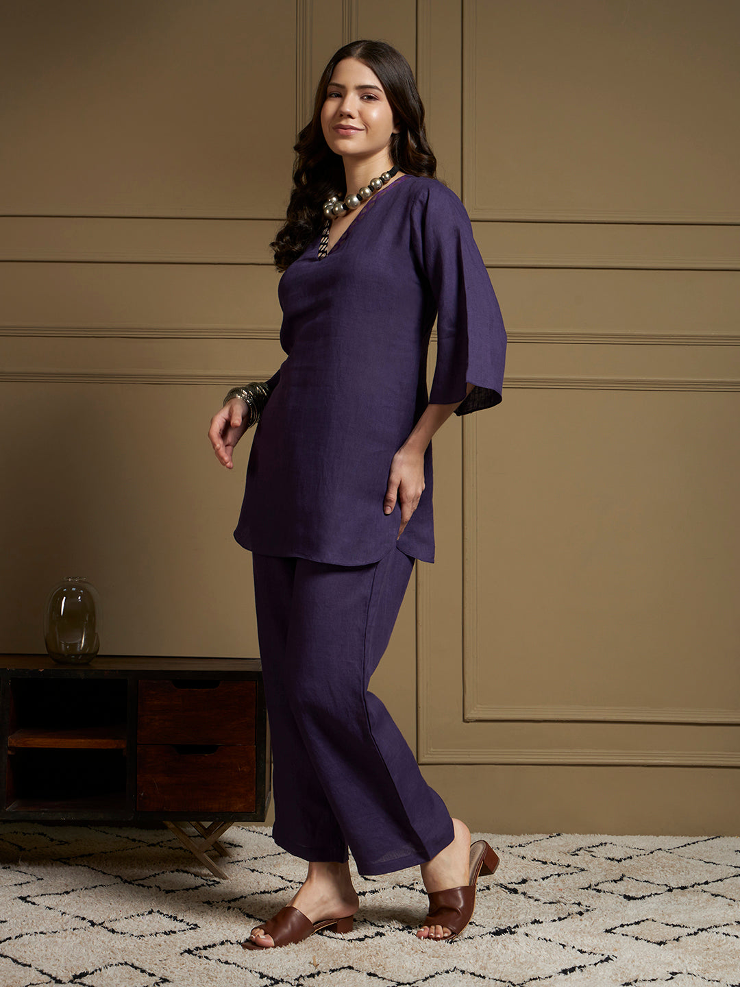 Aubergine 100% Pure Linen Co-Ord Set