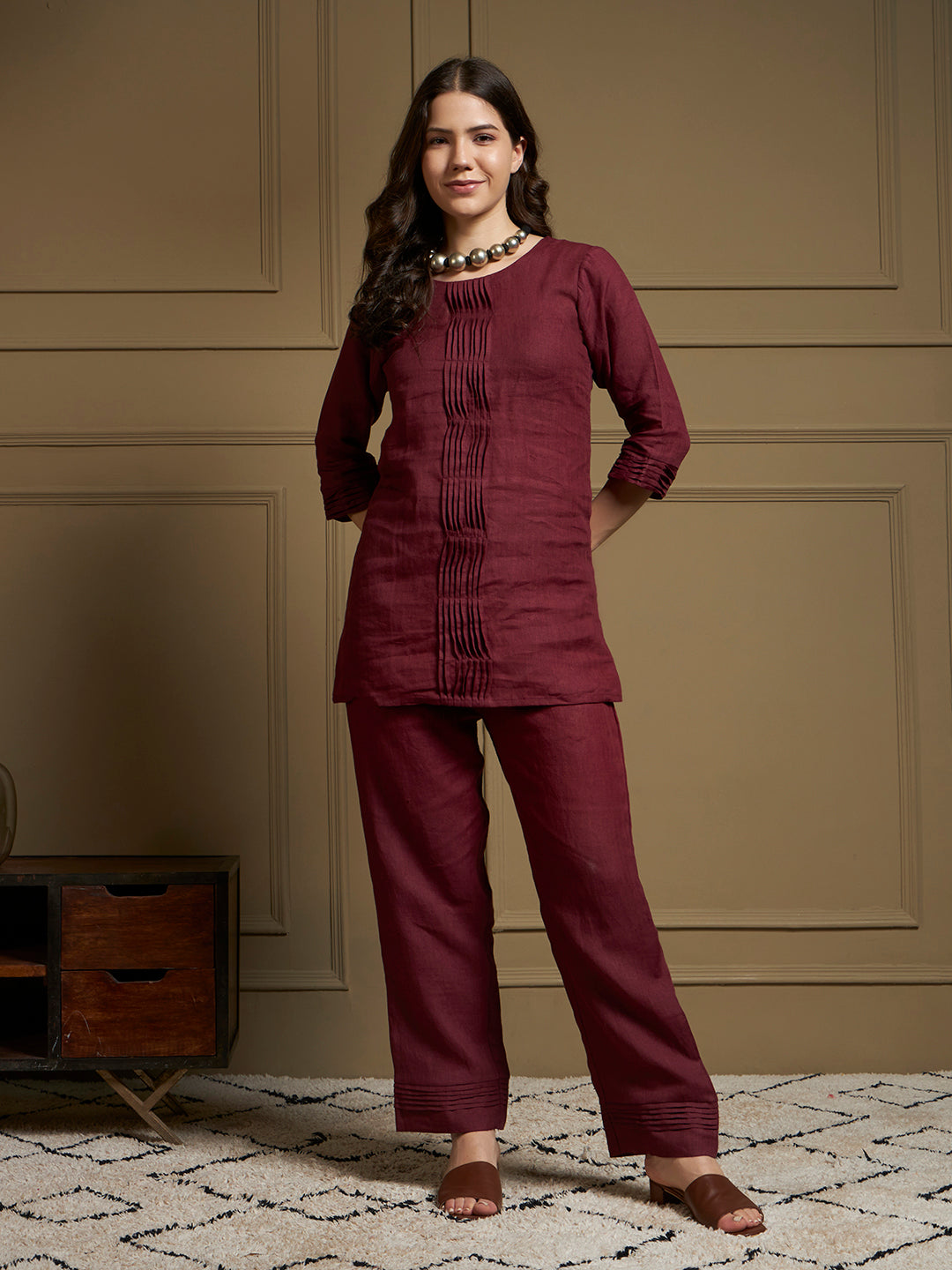 Merlot 100% Pure Linen Co-Ord Set