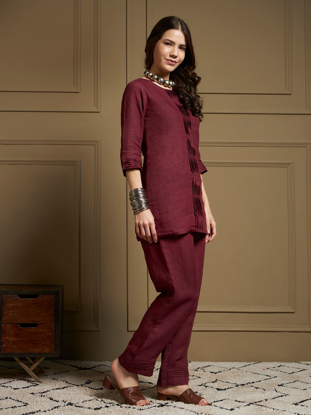 Merlot 100% Pure Linen Co-Ord Set