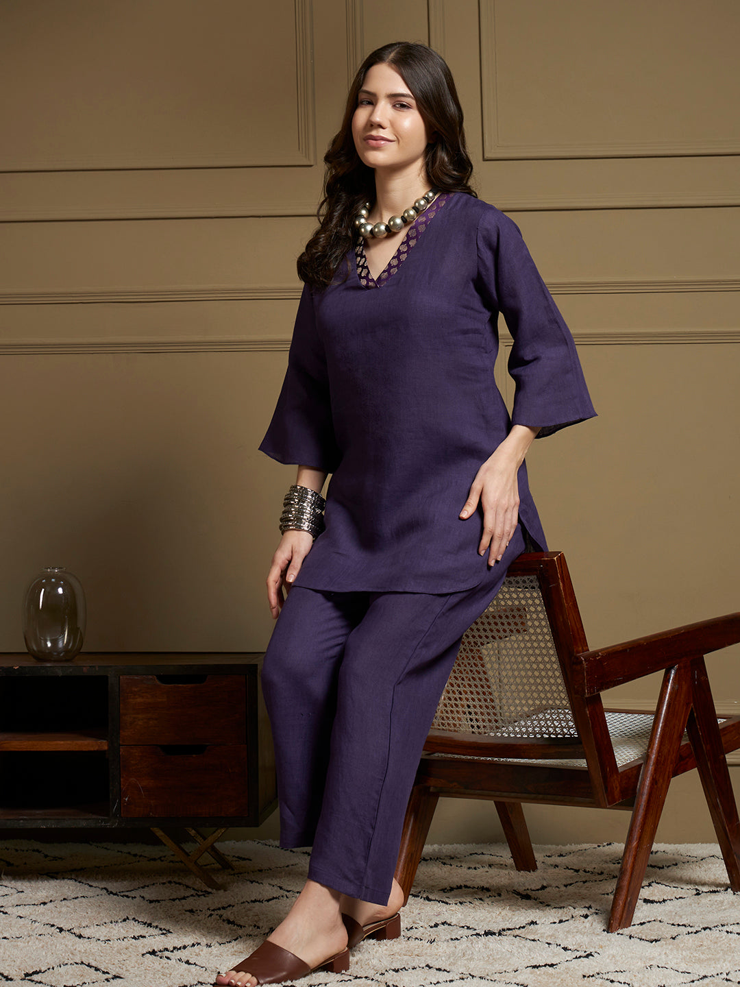 Aubergine 100% Pure Linen Co-Ord Set