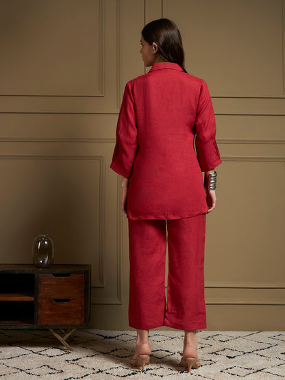 Crimson 100% Pure Linen Co-Ord Set