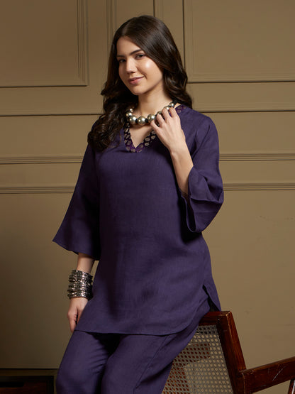 Aubergine 100% Pure Linen Co-Ord Set
