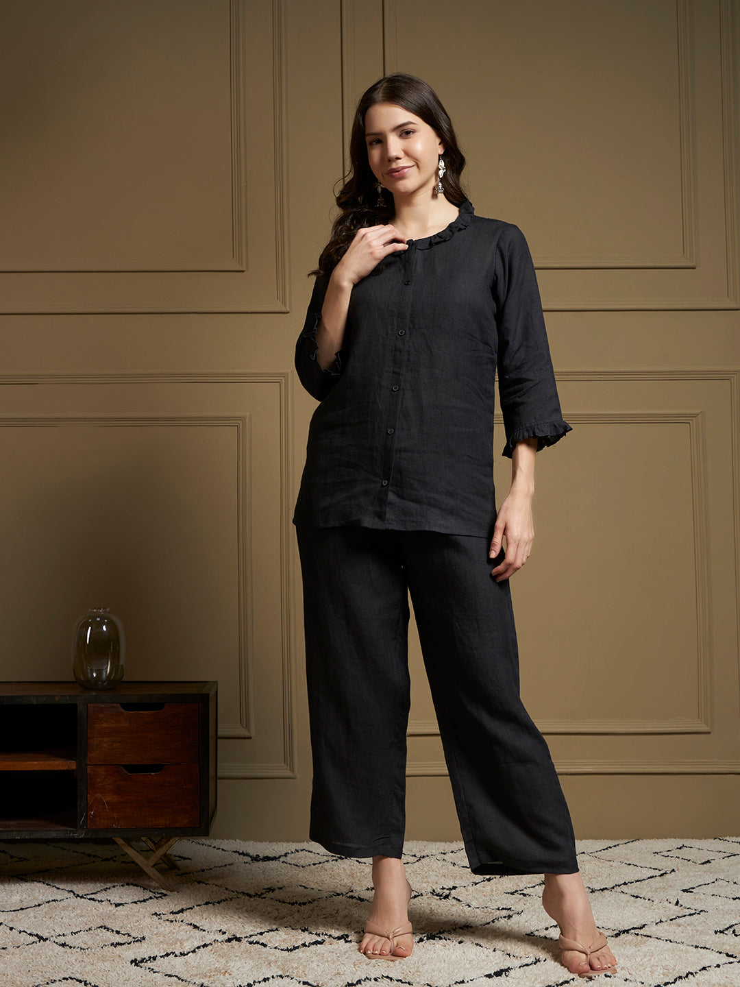 Black 100% Pure linen co-ord sets