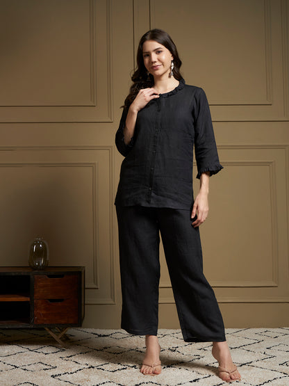 Black 100% Pure linen co-ord sets