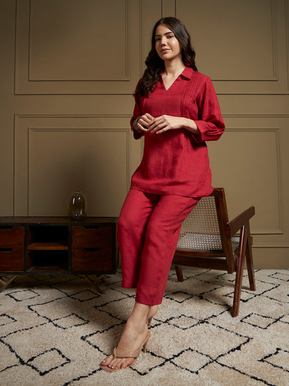 Crimson 100% Pure Linen Co-Ord Set