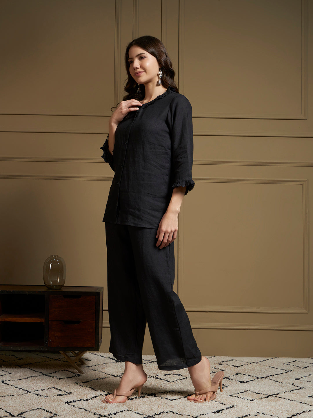 Black 100% Pure linen co-ord sets