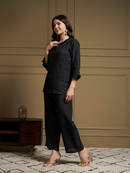 Black 100% Pure linen co-ord sets