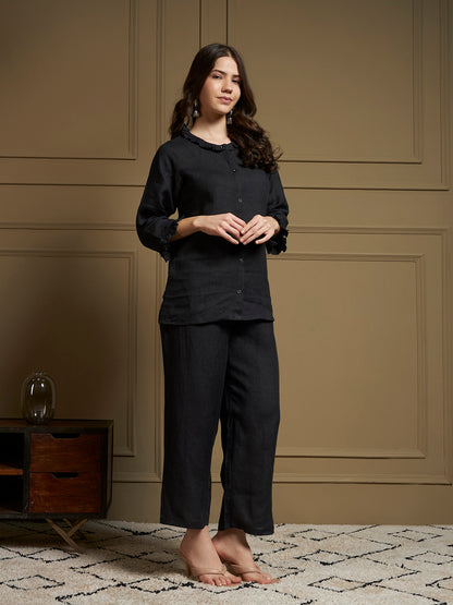 Black 100% Pure linen co-ord sets