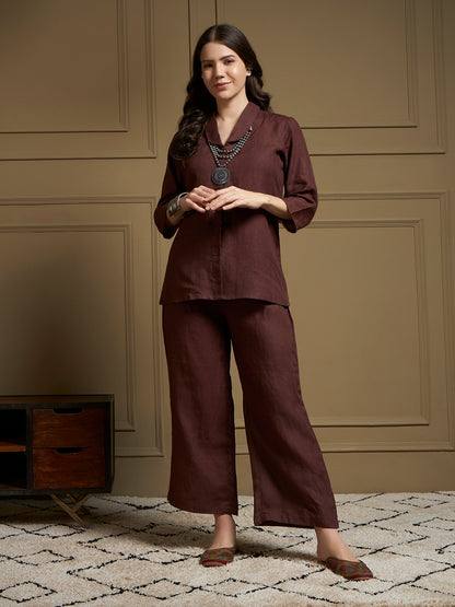 Cocoa 100% Pure Linen Co-Ord Set