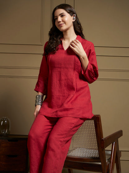 Crimson 100% Pure Linen Co-Ord Set