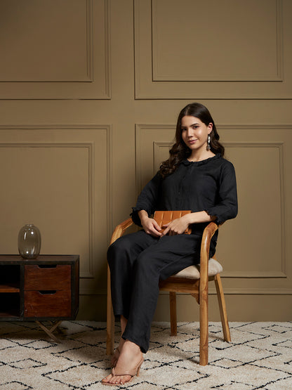 Black 100% Pure linen co-ord sets