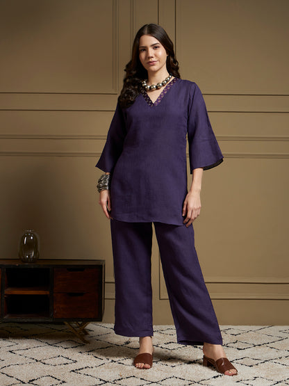 Aubergine 100% Pure Linen Co-Ord Set