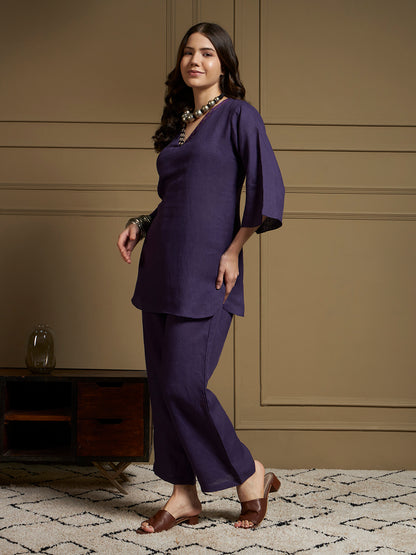 Aubergine 100% Pure Linen Co-Ord Set