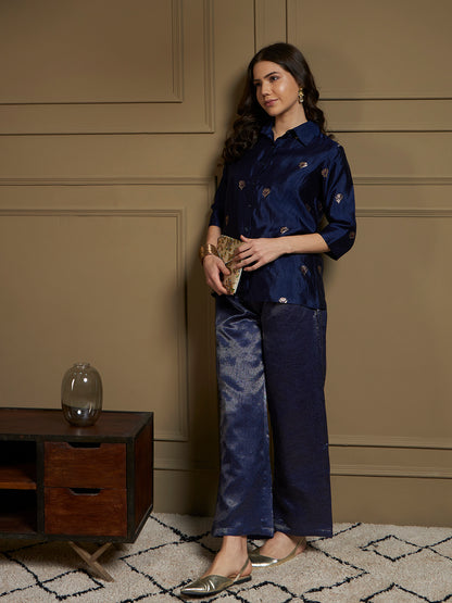 Pure Silk Cordset with real zari motif and real zari strip work