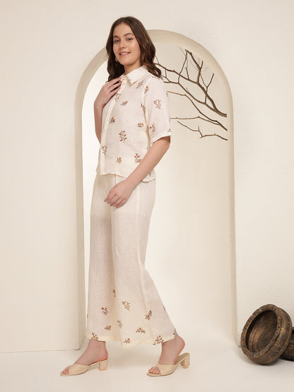 Soft Ivory 100%  Pure linen printed co-ord sets