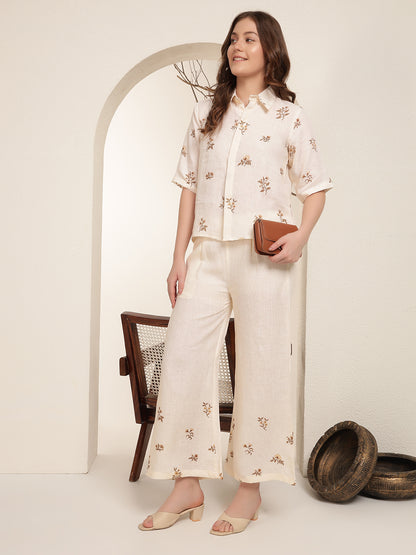 Soft Ivory 100%  Pure linen printed co-ord sets