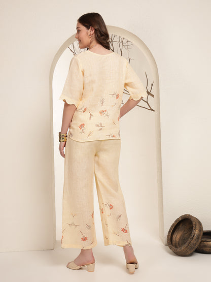 Sunlit Serenade 100% Pure linen printed co-ord sets