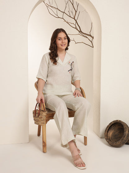 Ivory 100% Pure linen printed co-ord sets