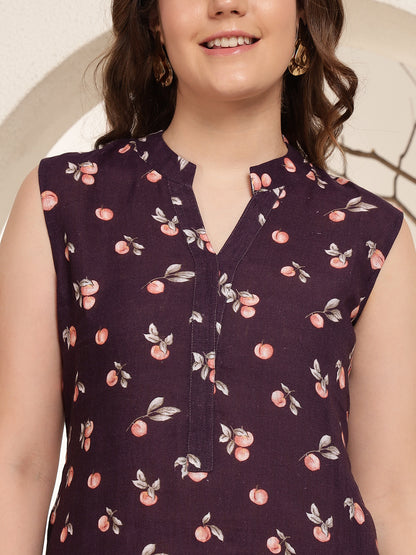 Plum Petal 100% Pure linen printed co-ord sets